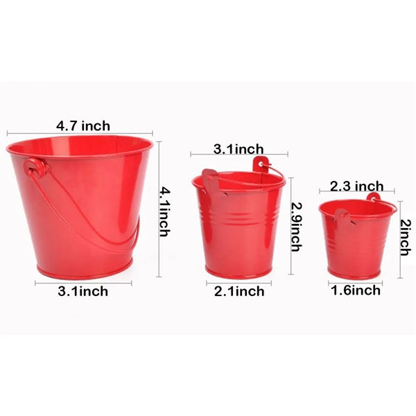 Small Metal Buckets with Handle Multi Colored