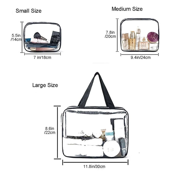 3 in 1 Clear Travel Cosmetic Makeup Bags