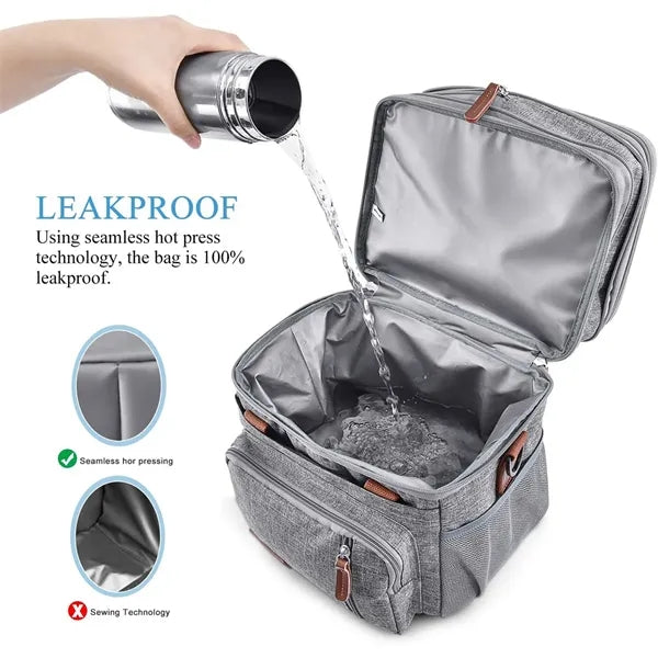 Double Deck Insulated Soft Large Adult Lunch Cooler Bag