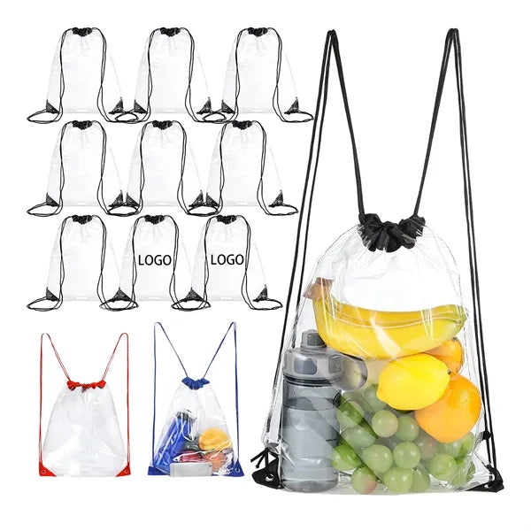 PVC Transparent Drawstring Backpack Bag