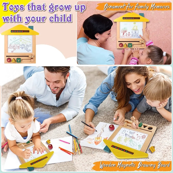 Wooden Magnetic Drawing Board Toddlers Toys
