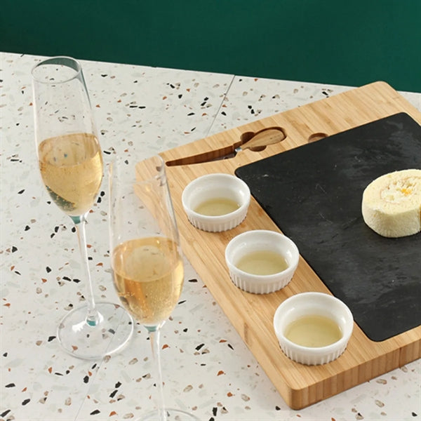 Cheese Board Set With1 Knife 3 Ceramic Bowls