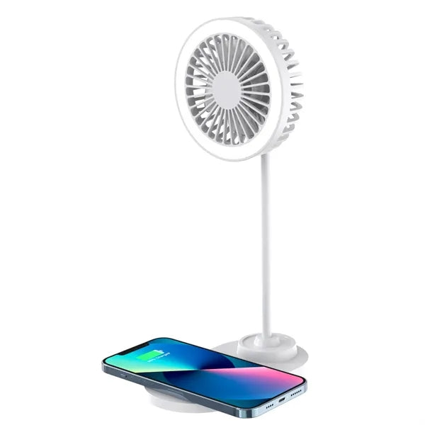 10W Fast Wireless Charger Fan with LED Light Ajustable Neck