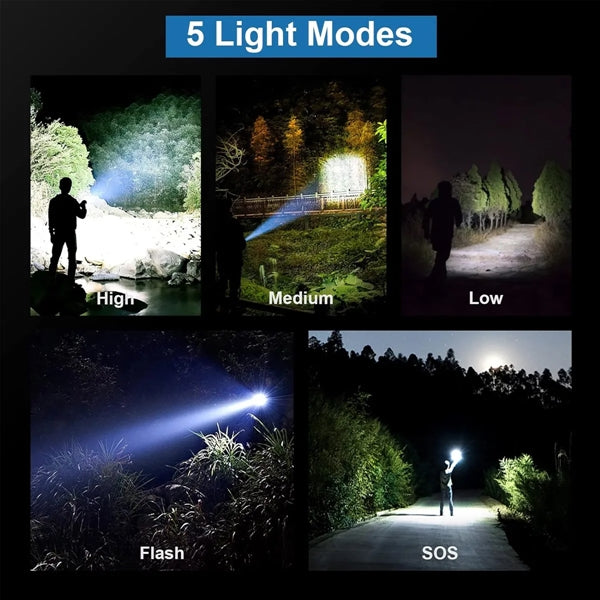 Super Bright LED Rechargeable Flashlights with 5 Modes