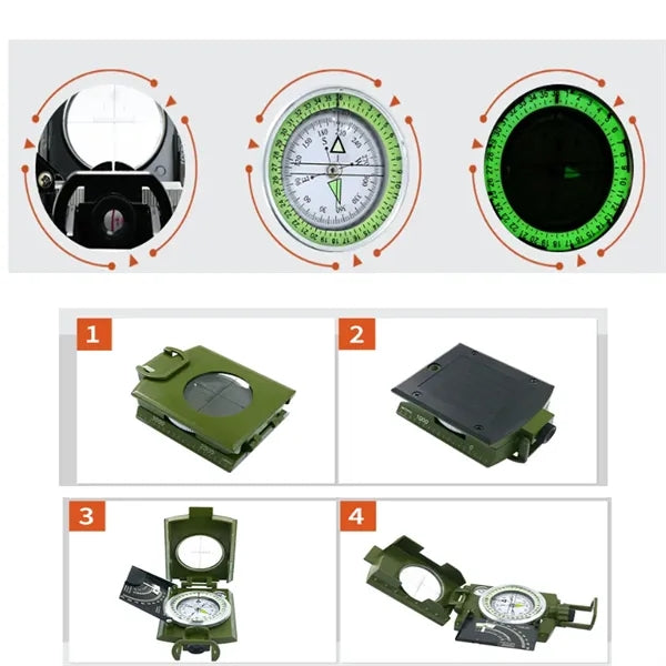 Luminous Multifunctional Geological Compass With Clinometer