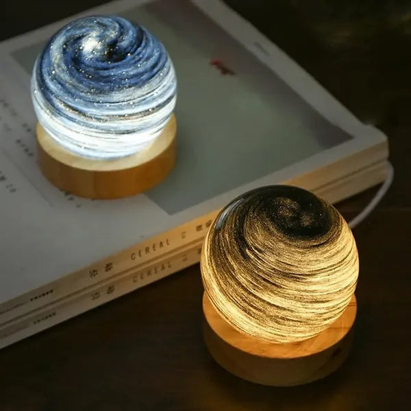 Handblown Glass Art Planet Led Desk Lamp