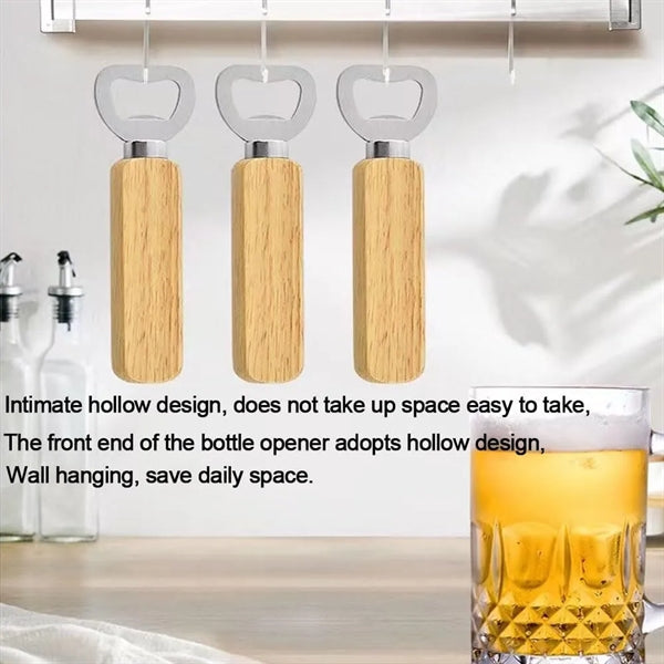 Custom Rubber Wood Handle Bottle Opener