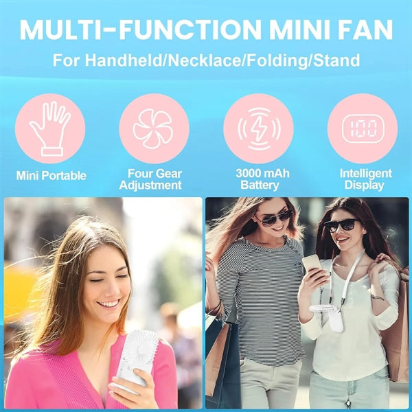 Handheld Foldable Personal Fan With Power Bank