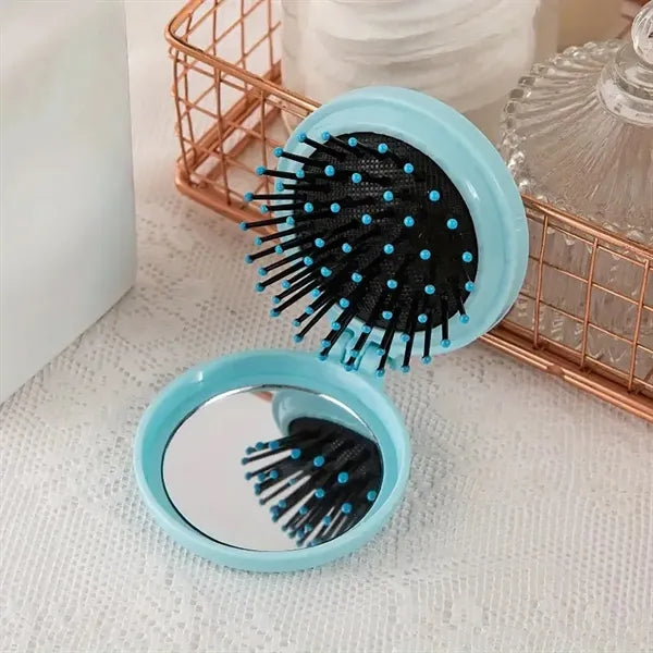 Folding Hair Brush with Mirror