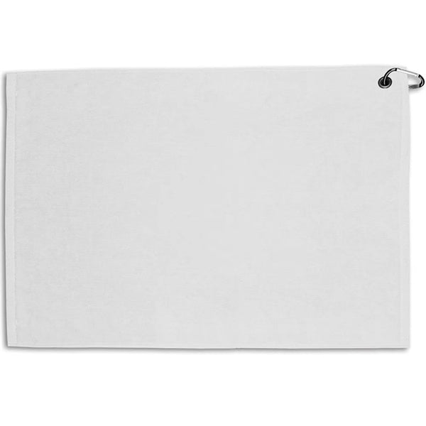 24" x 15" White Weekender Flat Hem Golf Towel