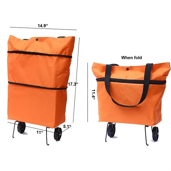 Foldable Shopping Rolling Tote Bag with Wheels