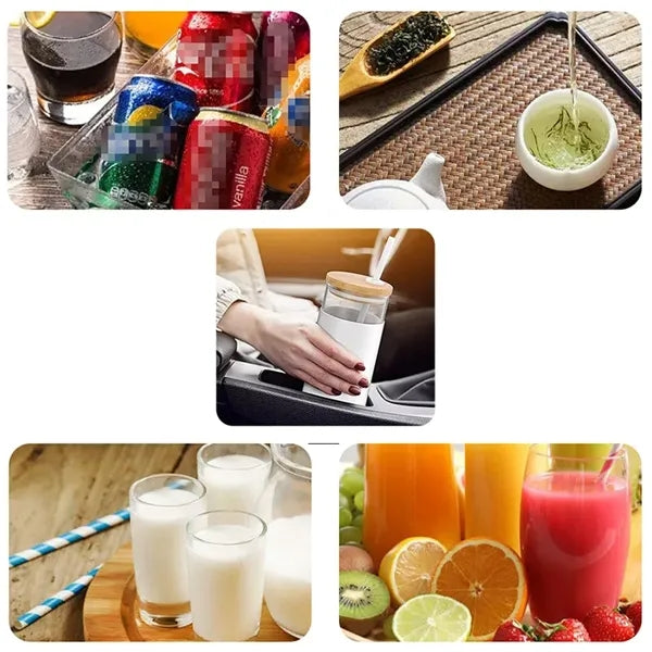 16Oz Glass Tumbler with Bamboo Lid & Straw