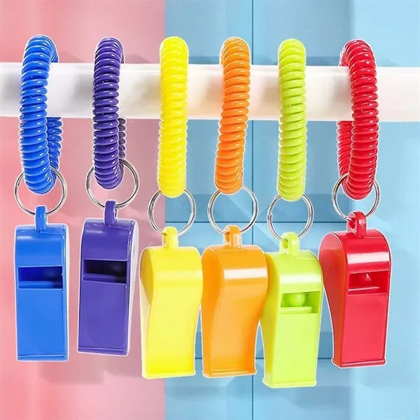 Coaches Referees Whistle with Coiled Bracelet Keychain