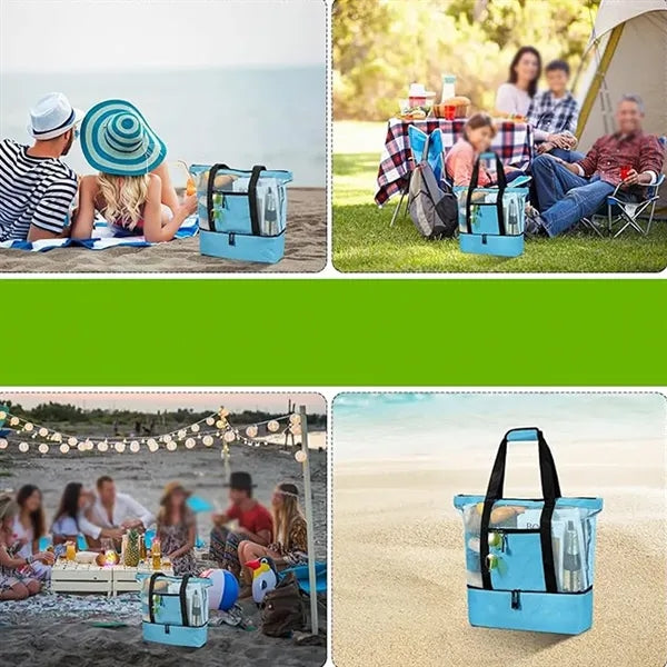 Large Beach Tote Bag With Insulated Cooler