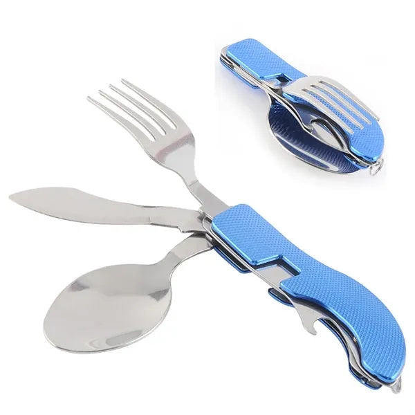 3-In-1 Stainless Fold Combination Tableware Spoon Knife Fork