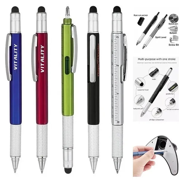 Multi-Function 6-In-1 Metal Ball Pen
