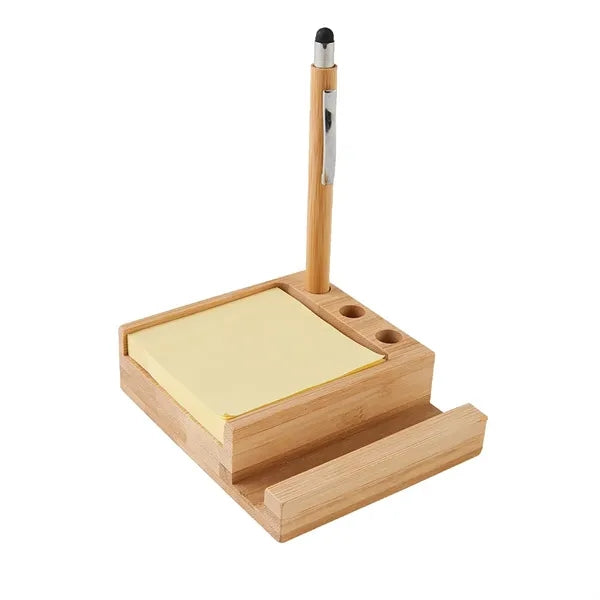 Bamboo Desk Organizer With Mobile Holder