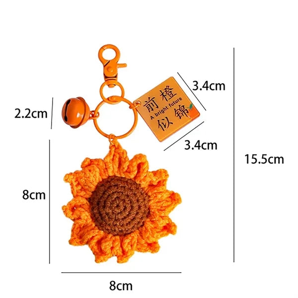 Cute Sunflower handmade Crochet Weave Keychain