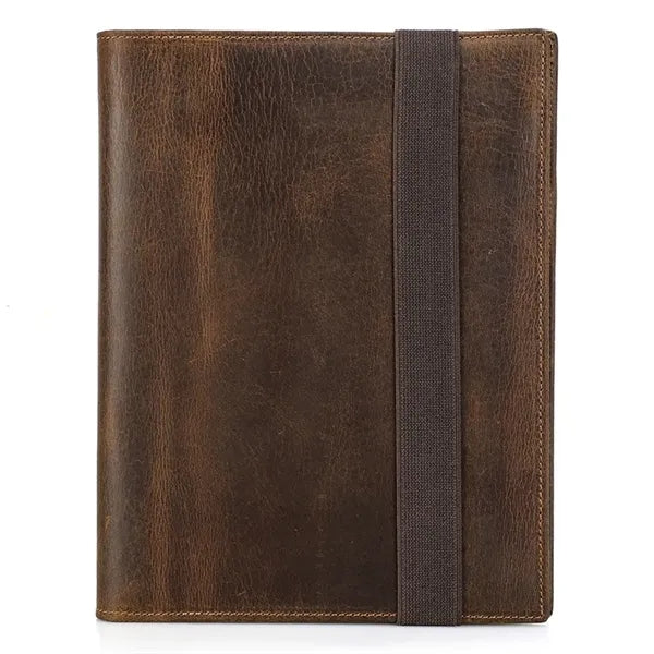 A5/B5 Genuine Leather Portfolio with Card Slots Pen Holder