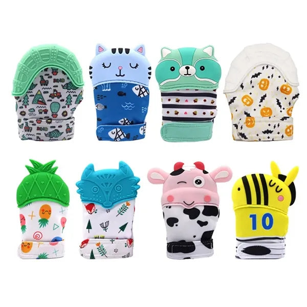 Silicone Teething Mitts with Adjustable Strap