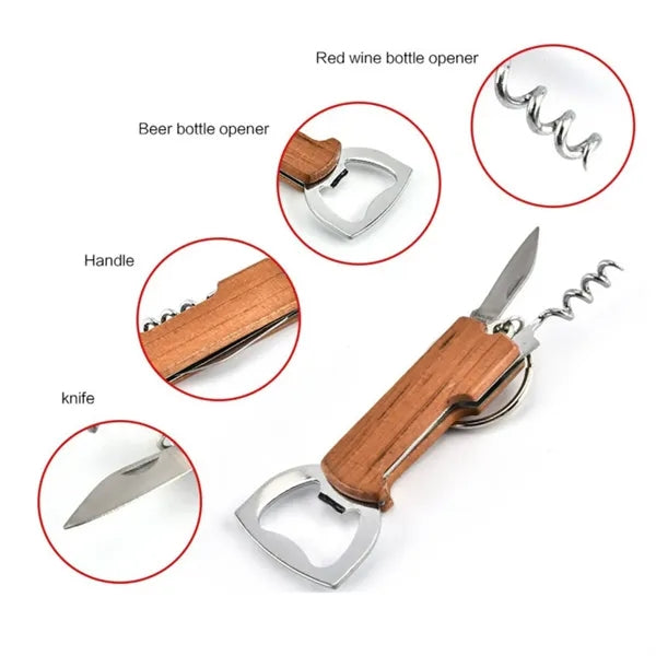 Multifunctional Eco-Friendly Bamboo Bottle Opener Keychain