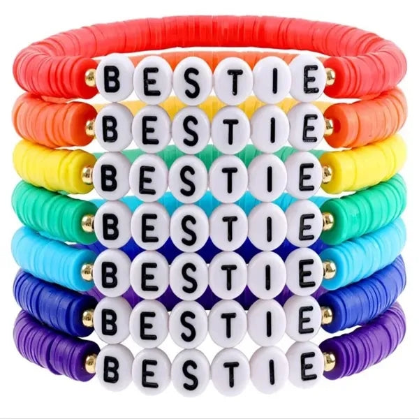 Rainbow Beaded Elastic Bracelets