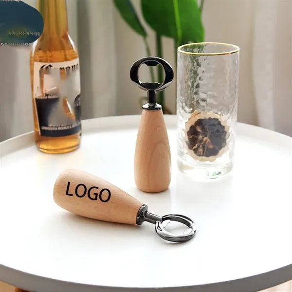 Stand Beech Wooden Handle Bottle Opener 5.3" x 1.6"