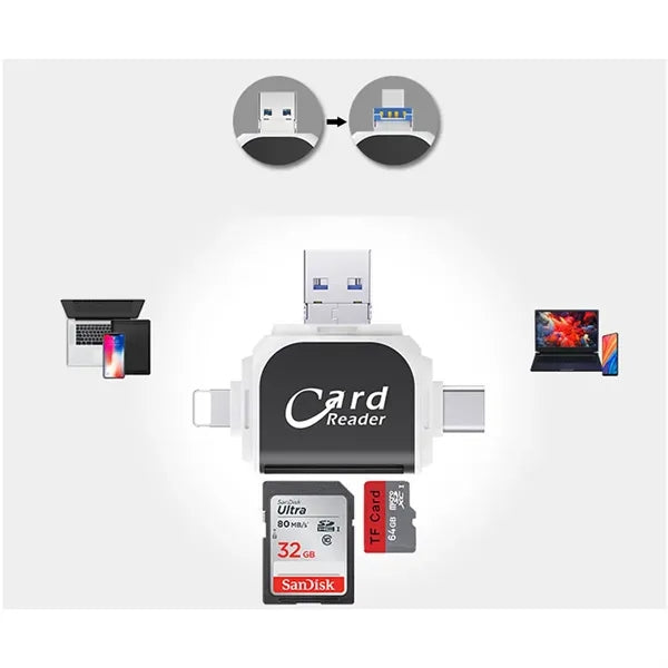 4 In 1 Portable Memory Card Reader
