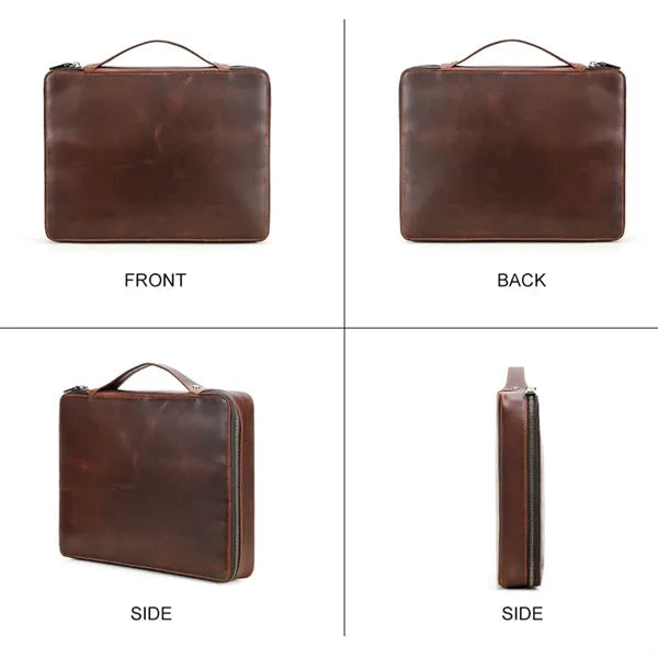 Huge Capacity Genuine Leather Laptop Bag with Handle