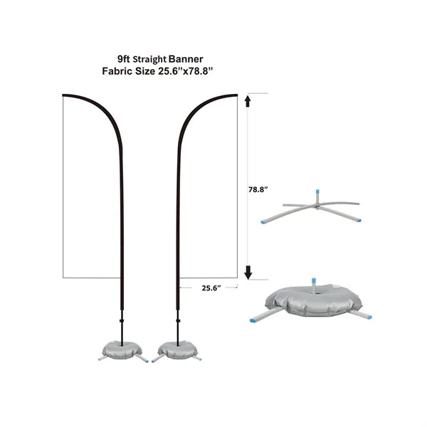9' Feather Flag Kit Double Sided With Cross