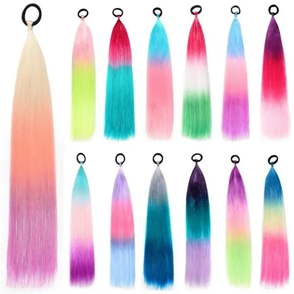 Rainbow Ponytail 24 inch Colored Hair Extensions