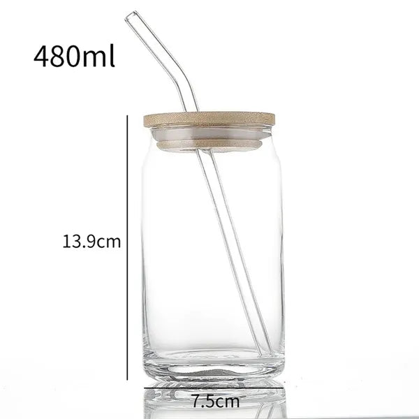 16 oz Bamboo Lid Glass Can