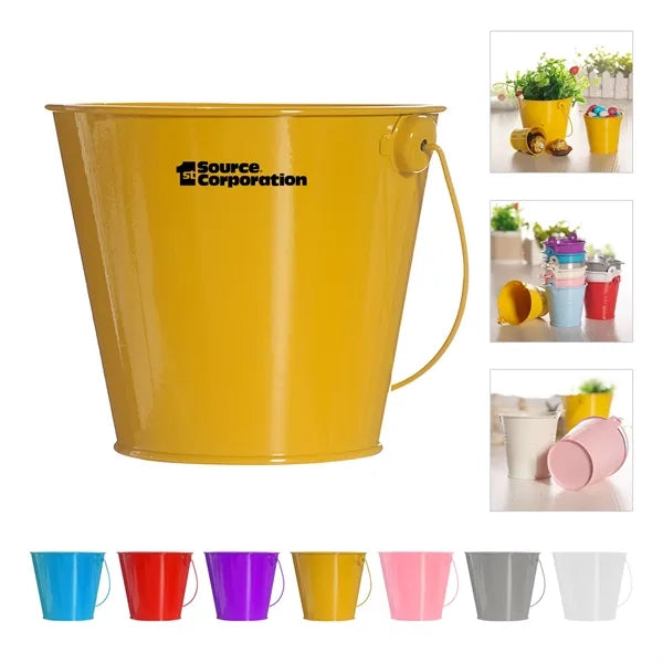 Small Metal Buckets with Handle Multi Colored