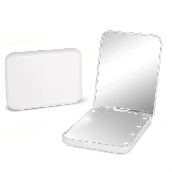 LED Lighted Pocket Mirror with 1X/2X Magnification