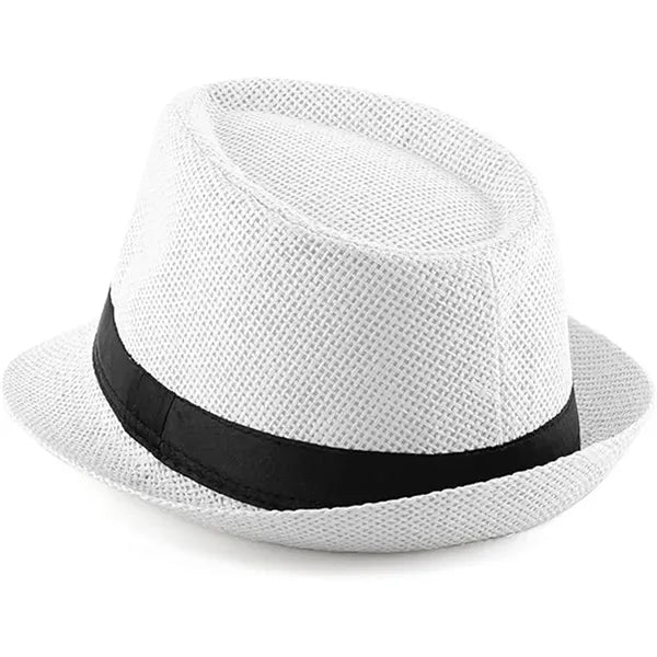 Unisex Summer Panama Straw Fedora Hat Short Brim