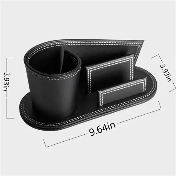 leather pen holder with business card storage stand