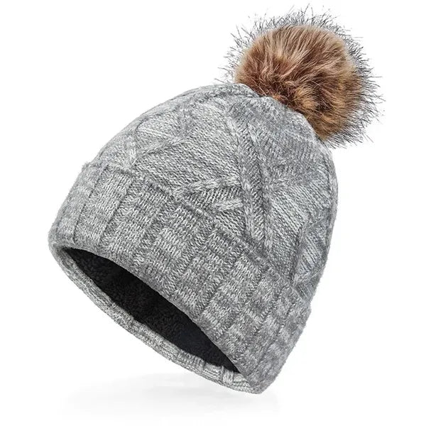 Beanie Hat with Pom-Poms