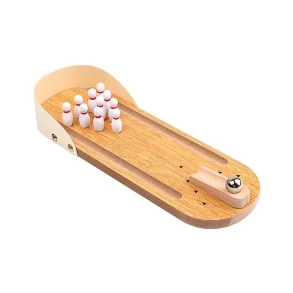 Wooden Mini Bowling Game Kids Interactive Toy