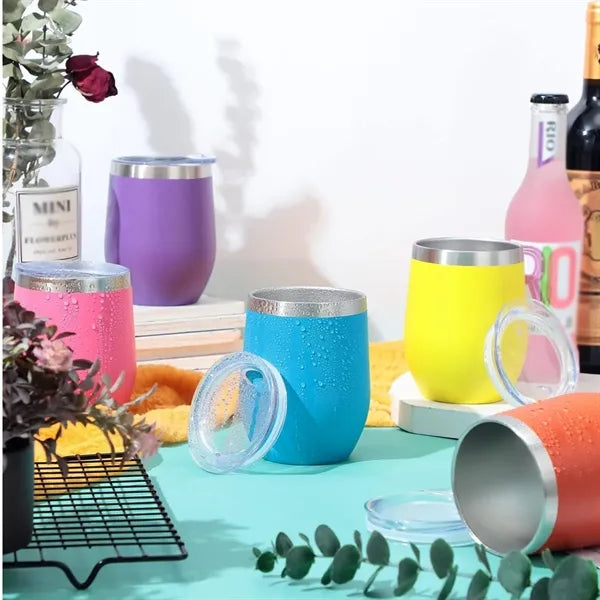 12 Oz Insulated Wine Tumbler with Lid