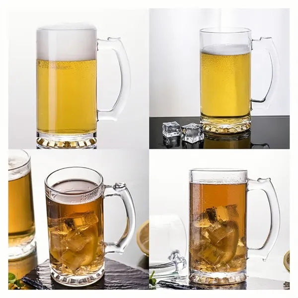 12OZ Large capacity glass beer mug with handle (350ML)