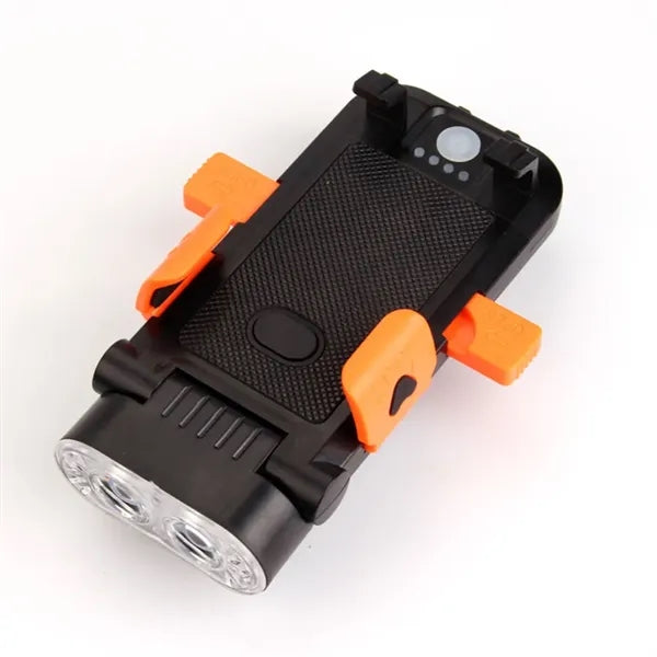 4 in 1 Bicycle Headlight Phone Holder Power Bank 130DB Horn