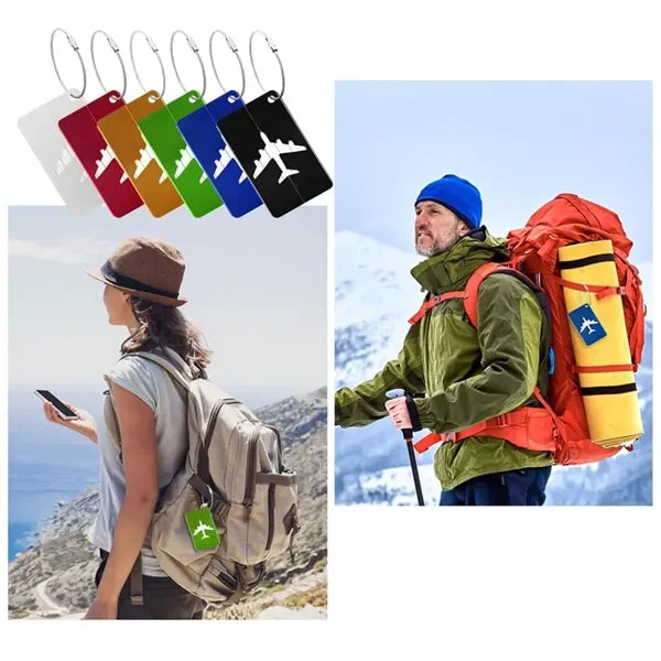 Aluminium Luggage Tags Card Holders W/ Stainless Steel Loops