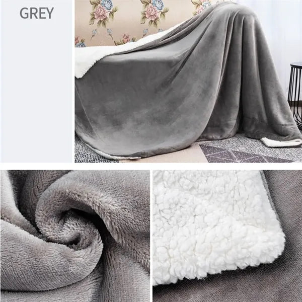 63" X 51" Embroidered Soft Oversized Mink Sherpa Blankets