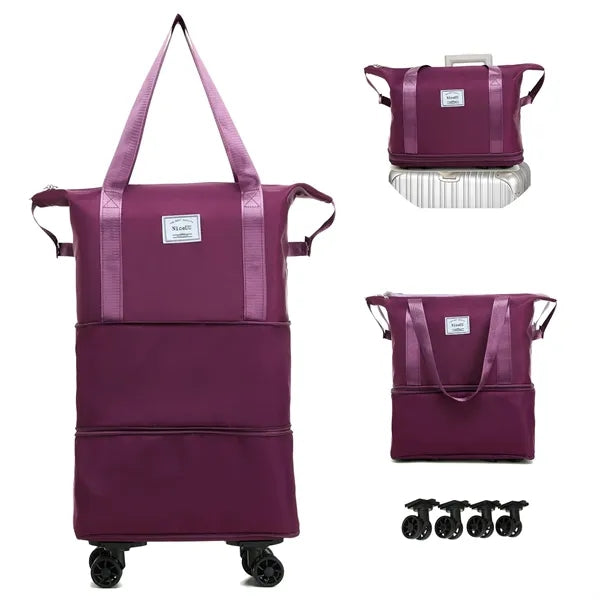 Expandable foldable travel bag with wheels