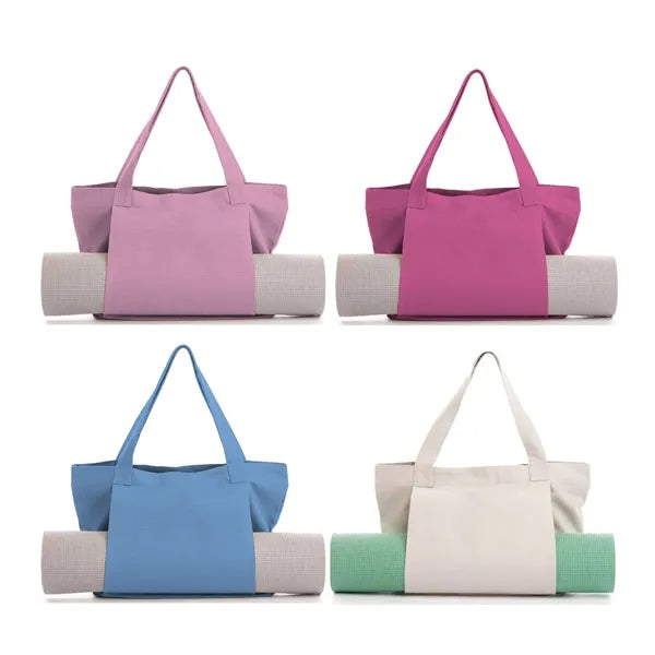 Custom Women Fitness Round Canvas Yoga Mat Carry Tote Bag