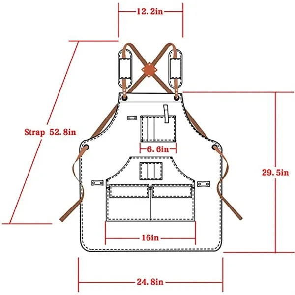 Waterproof Canvas Carpenter Work Apron with Tool Pocket