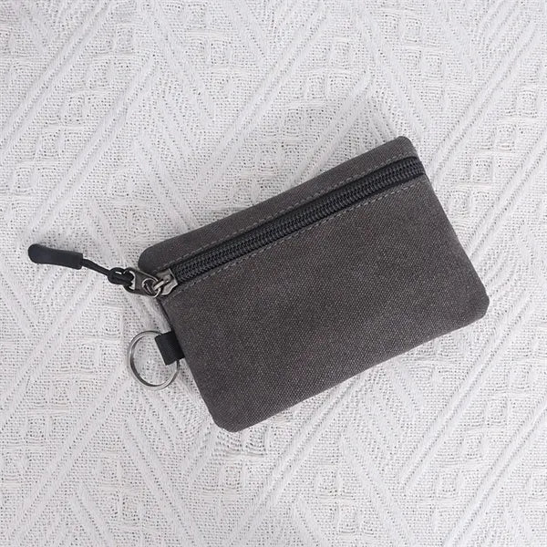 Compact Canvas Coin and Key Pouch