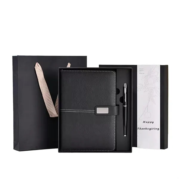 A5 Premium Notebook Set With Pen Artificial Leather Surface