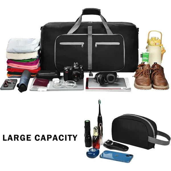 Waterproof Foldable Travel Duffel Bag with Shoes Compartment