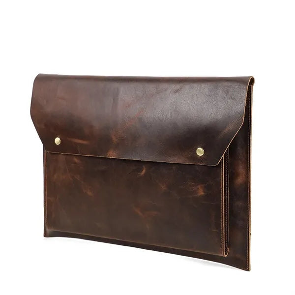 16.2 Inch Genuine Leather Laptop Bag with Magnetic Buckles